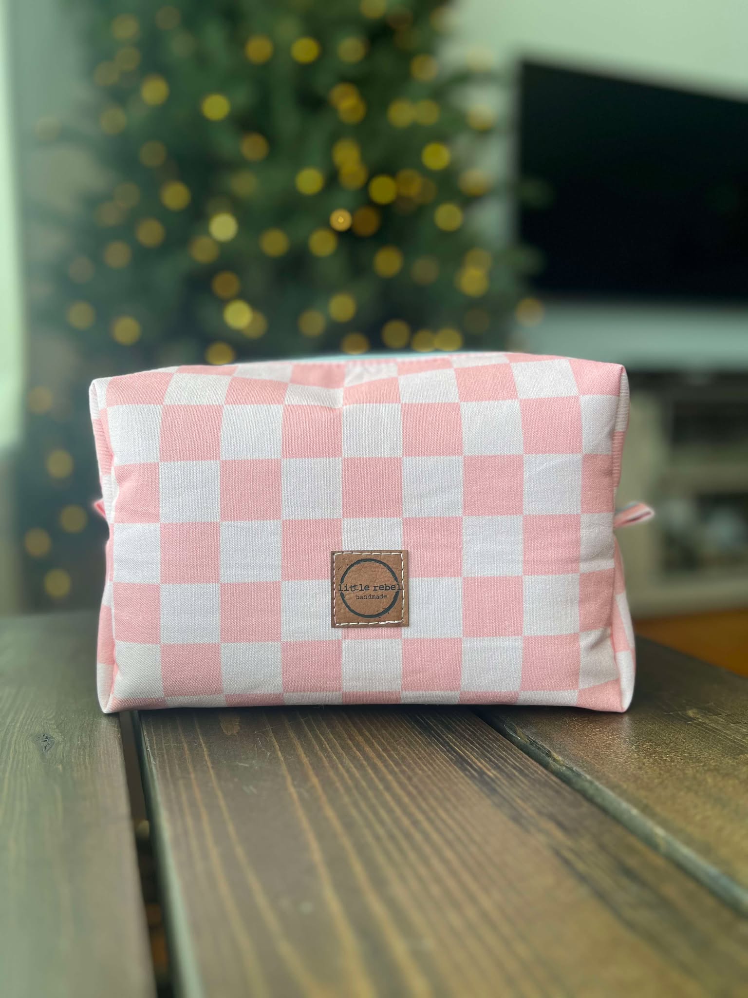 Canvas Checkered Makeup or Travel Bag