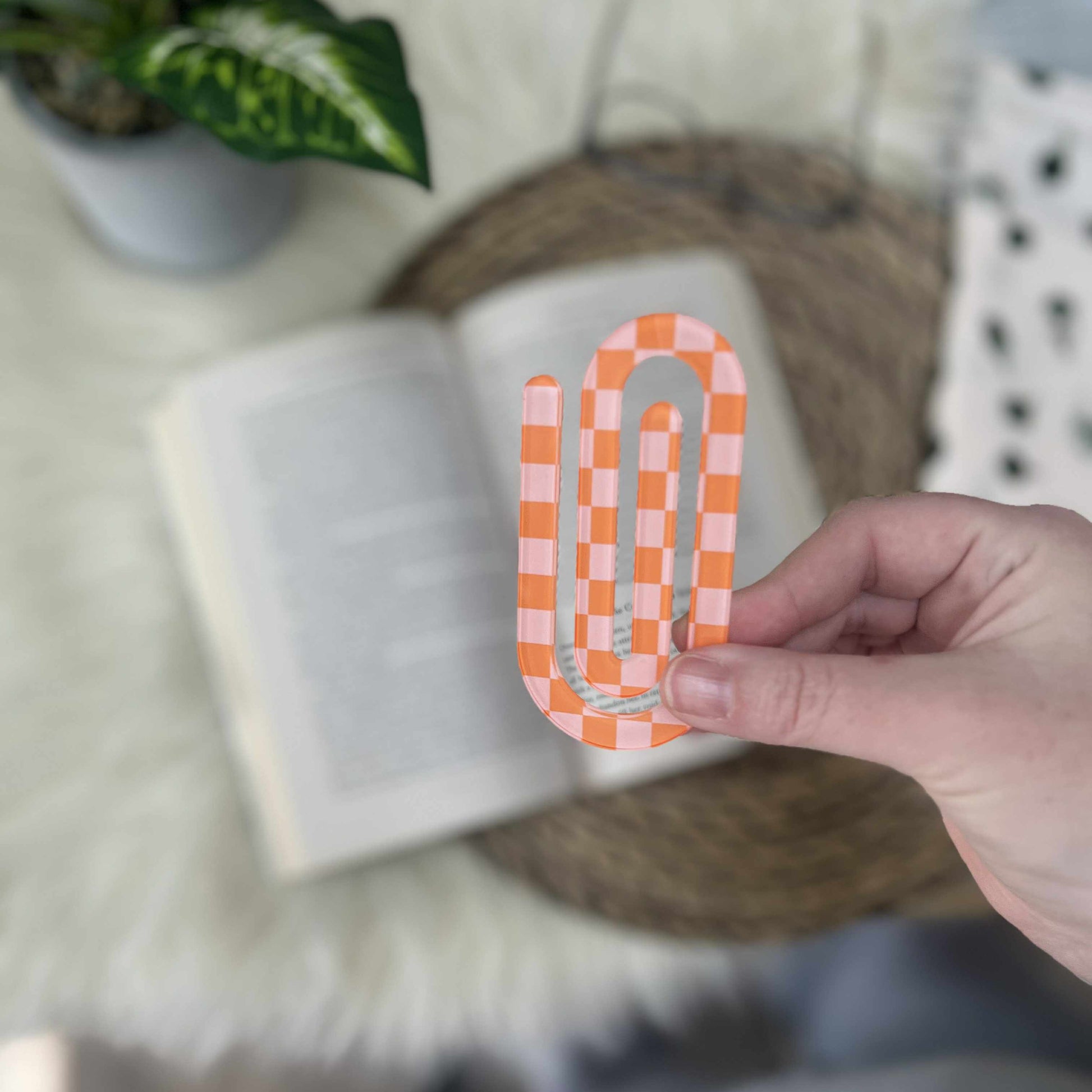 Jumbo Acrylic Paperclips / Bookmarks - Neon Checks