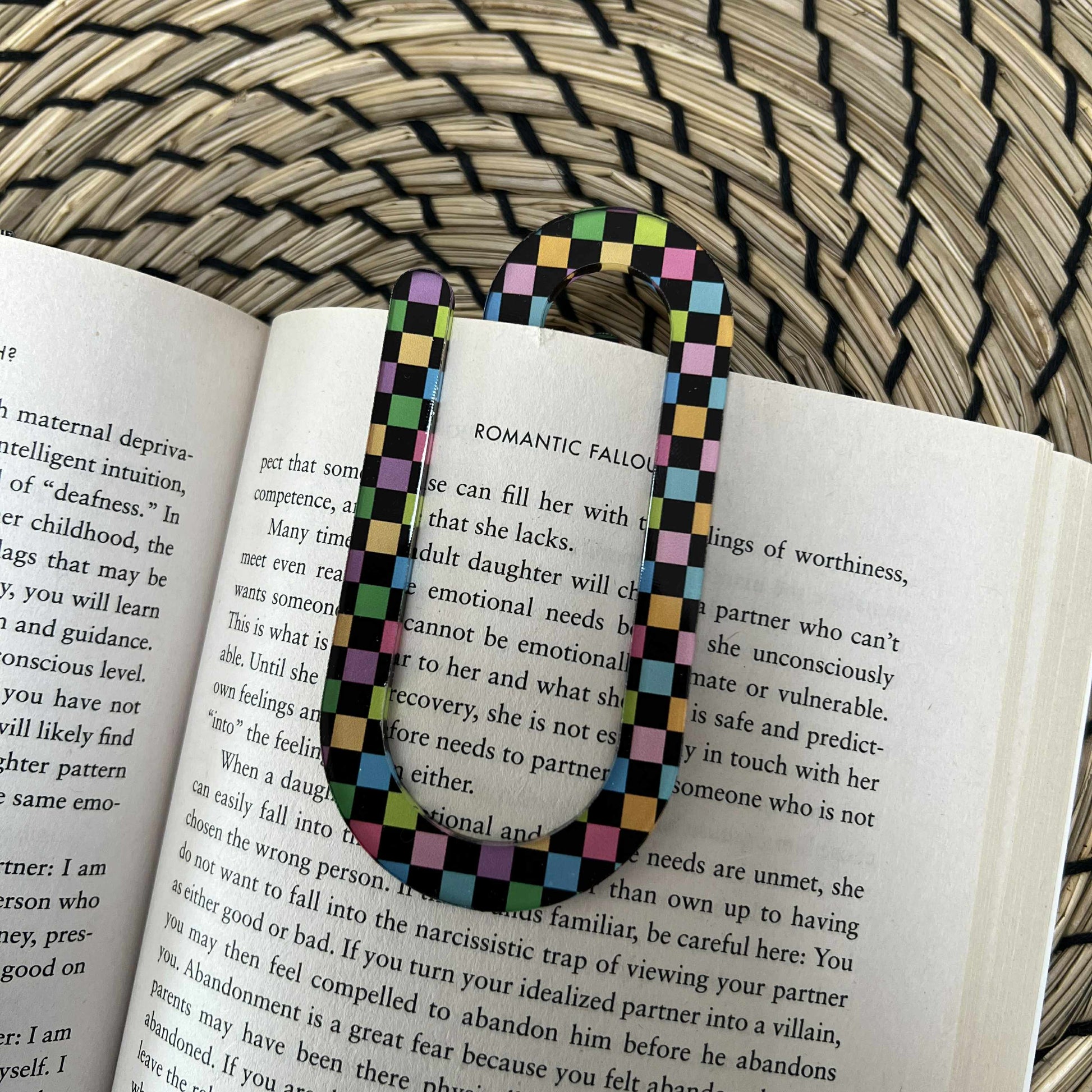 Jumbo Acrylic Paperclips / Bookmarks - Rainbow Checks