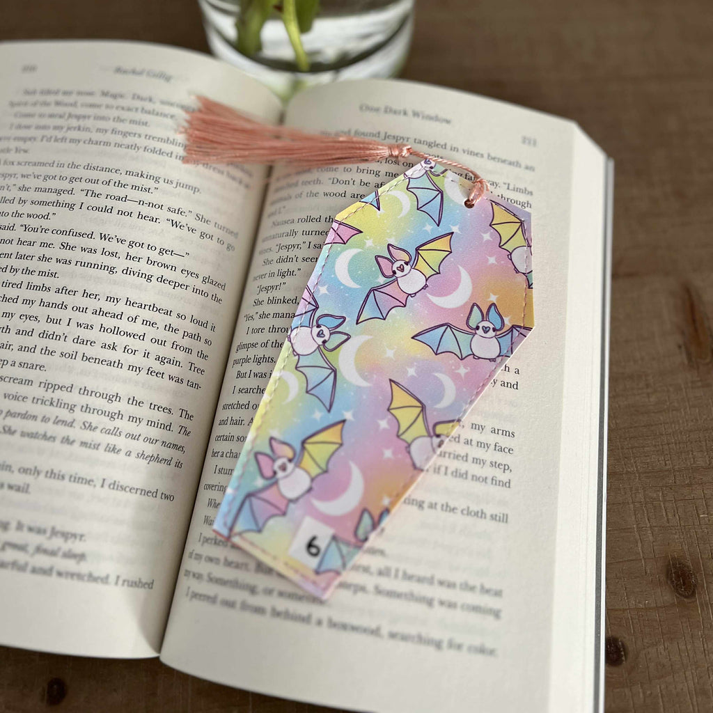 Pastel Bats Bookmark - Coffin