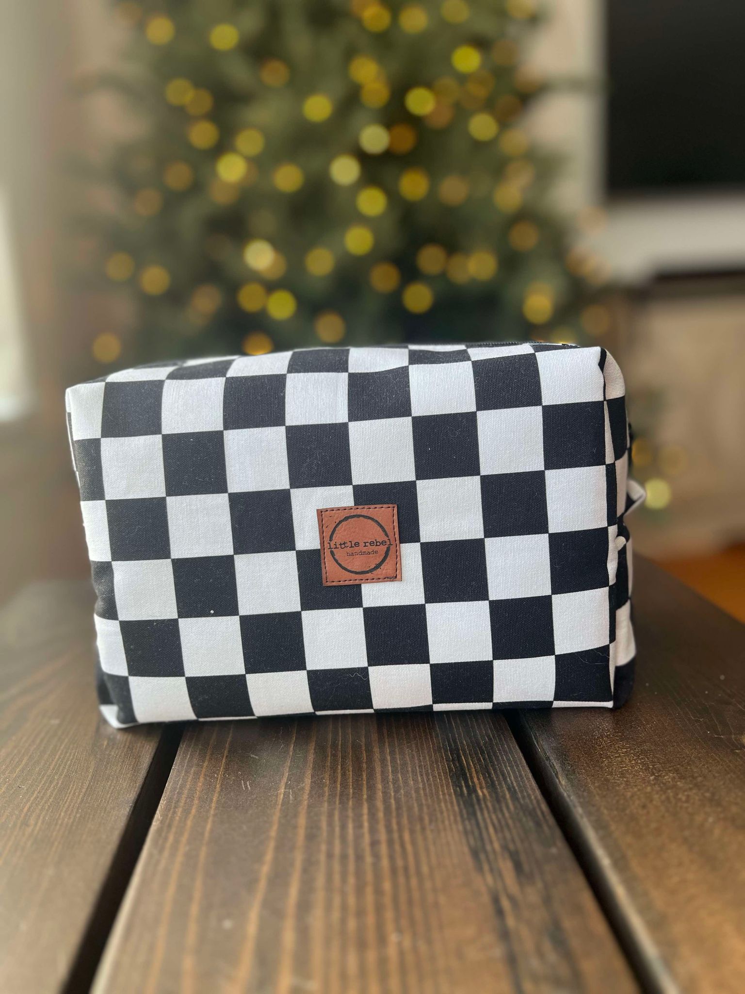 Canvas Checkered Makeup or Travel Bag