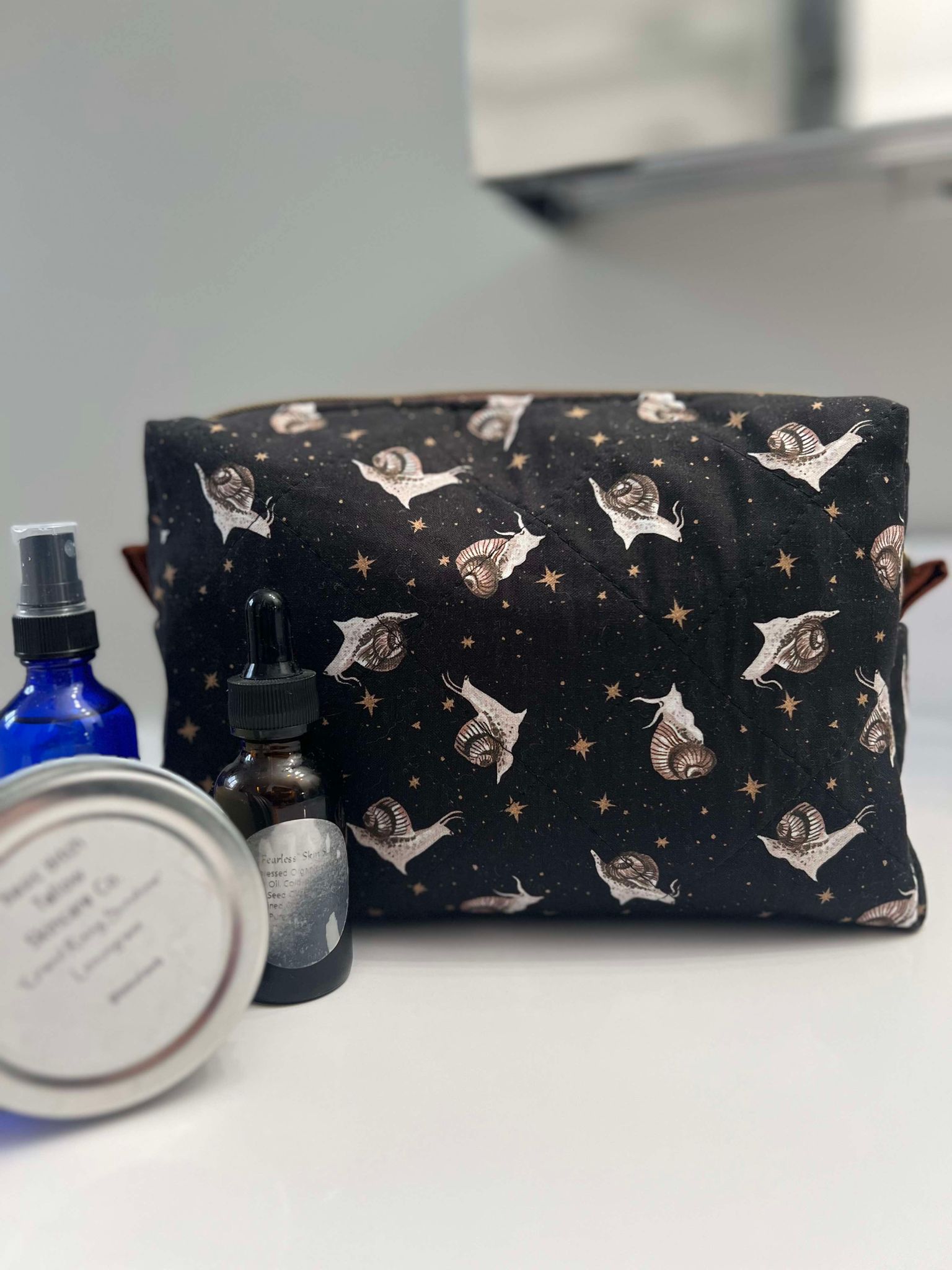 Quilted Cotton Skin Care Bag
