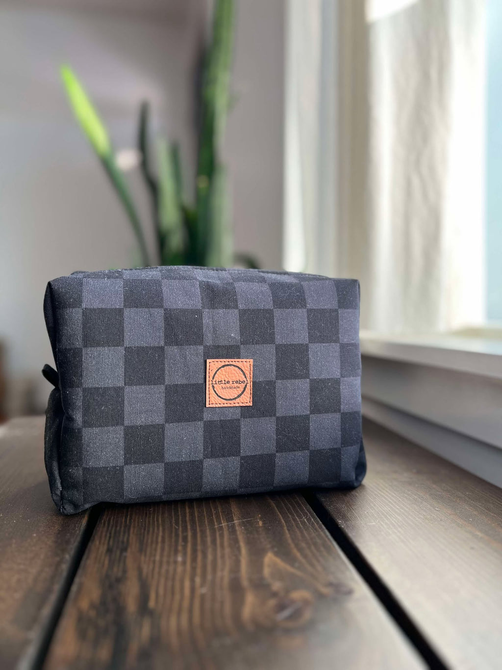 Canvas Checkered Makeup or Travel Bag