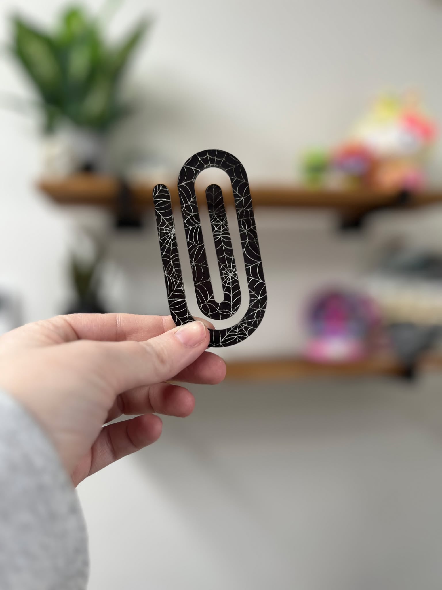 Jumbo Acrylic Paperclips / Bookmarks - Spider Web