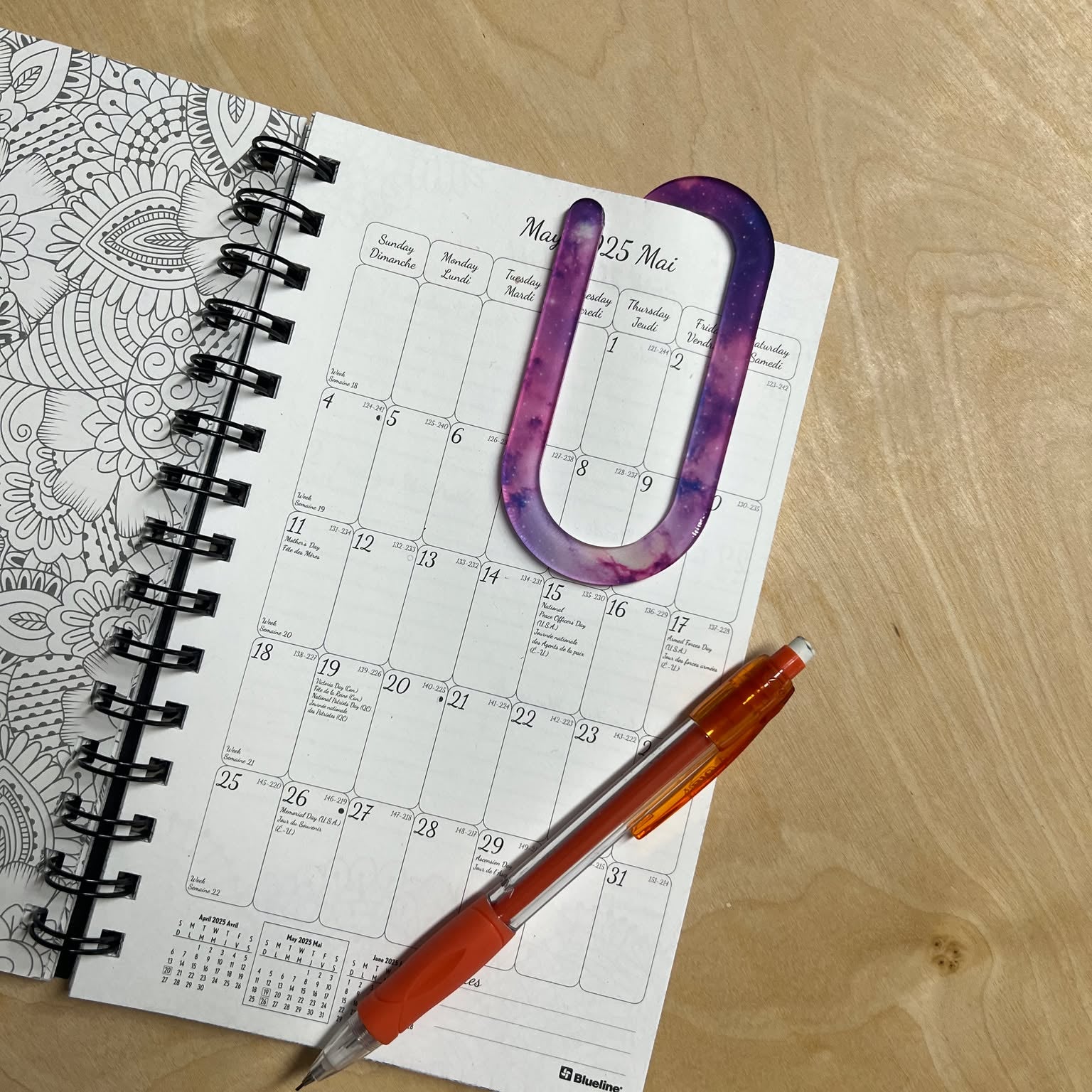Jumbo Acrylic Paperclips / Bookmarks - Pink Galaxy