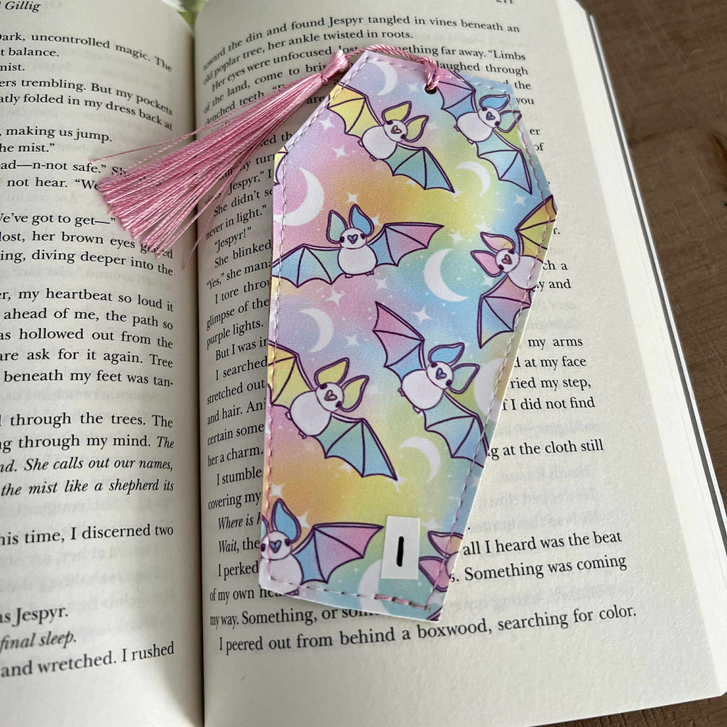 Pastel Bats Bookmark - Coffin