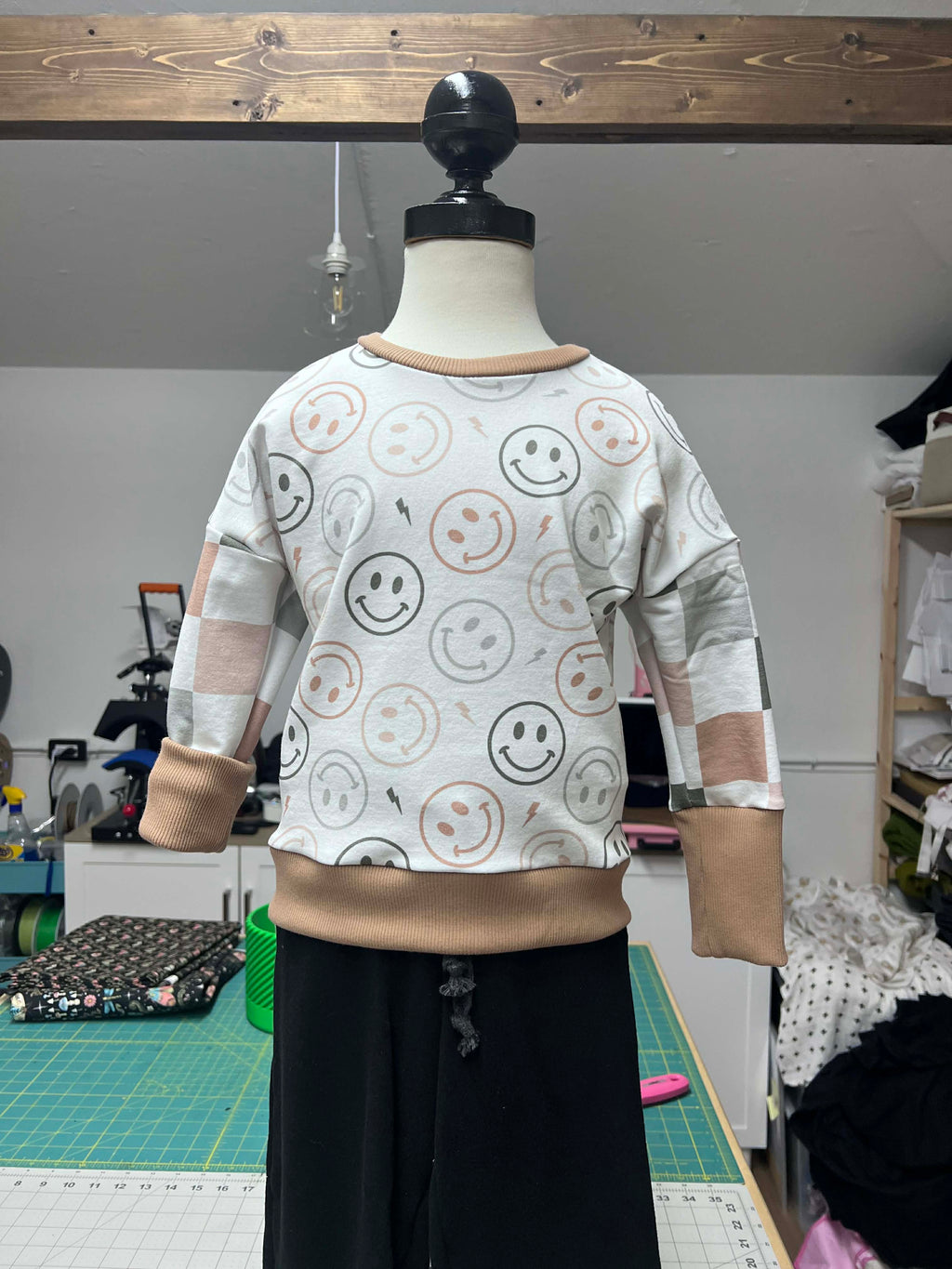 Grow With Me Slouchy Dolman - Happy Checks