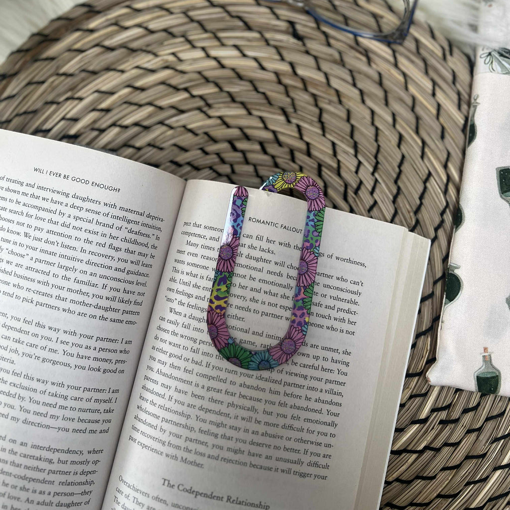 Jumbo Acrylic Paperclips / Bookmarks - Neon Fun Floral