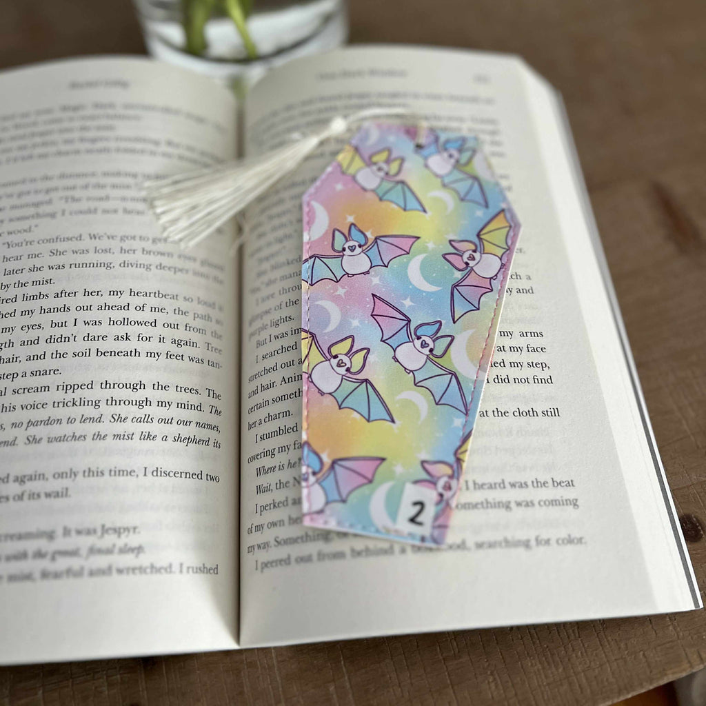 Pastel Bats Bookmark - Coffin