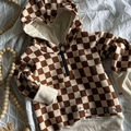 Cream and Rust Check Half Zip
