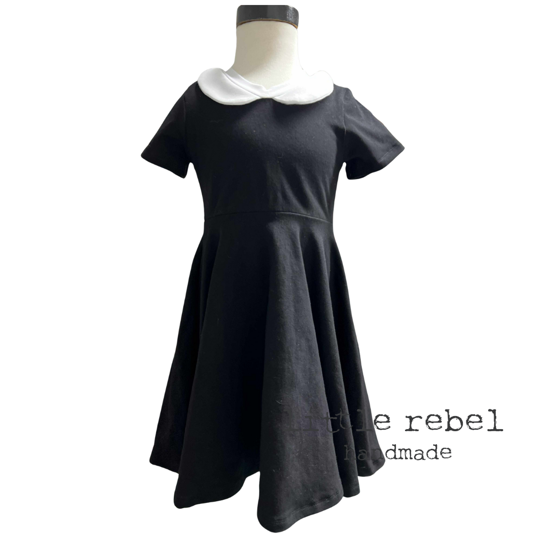 wednesday addams dress short sleeve Sheath / Column Party Dresses Black Dress Dress Homecoming Party Wear Short / Mini Short Sleeve Off Shoulder Wednesday Addams Family Cotton Blend Backless with Glitter Butterfly Shouder Flower 2026
