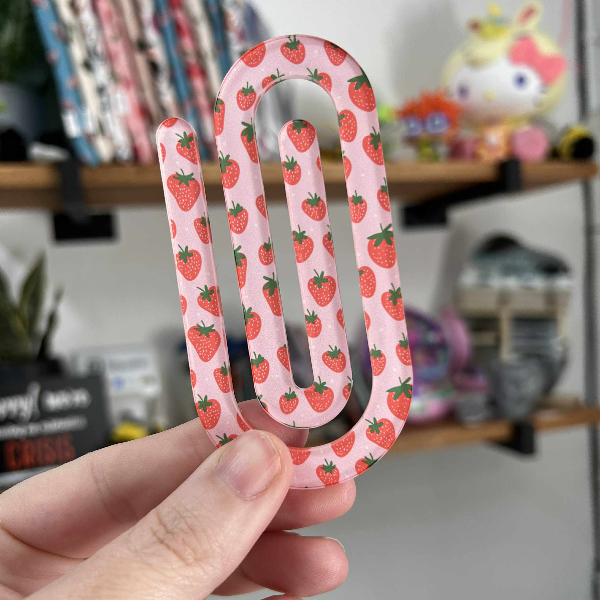 Jumbo Acrylic Paperclips / Bookmarks - Strawberries