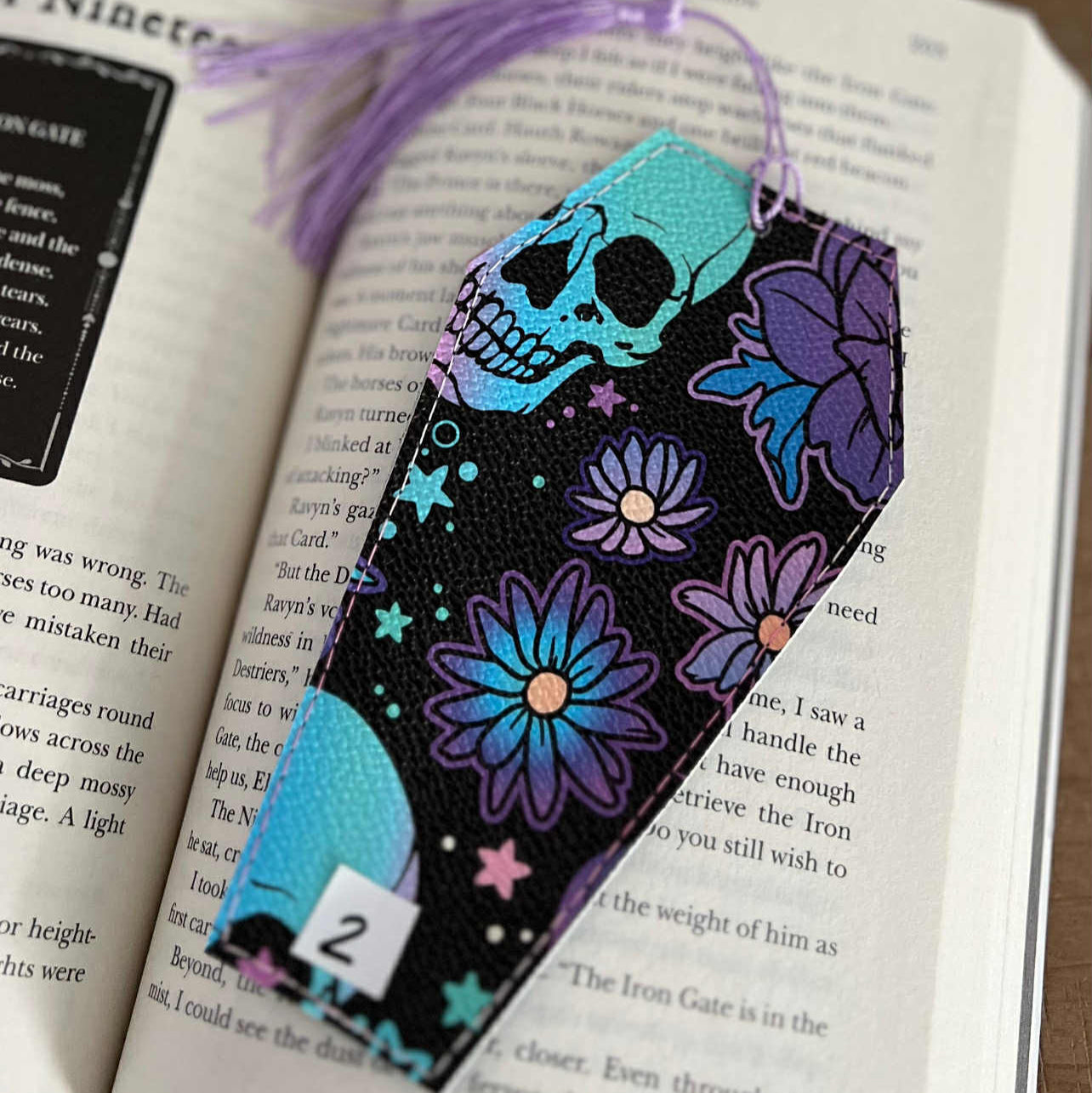 Floral Skull Bookmark - Coffin
