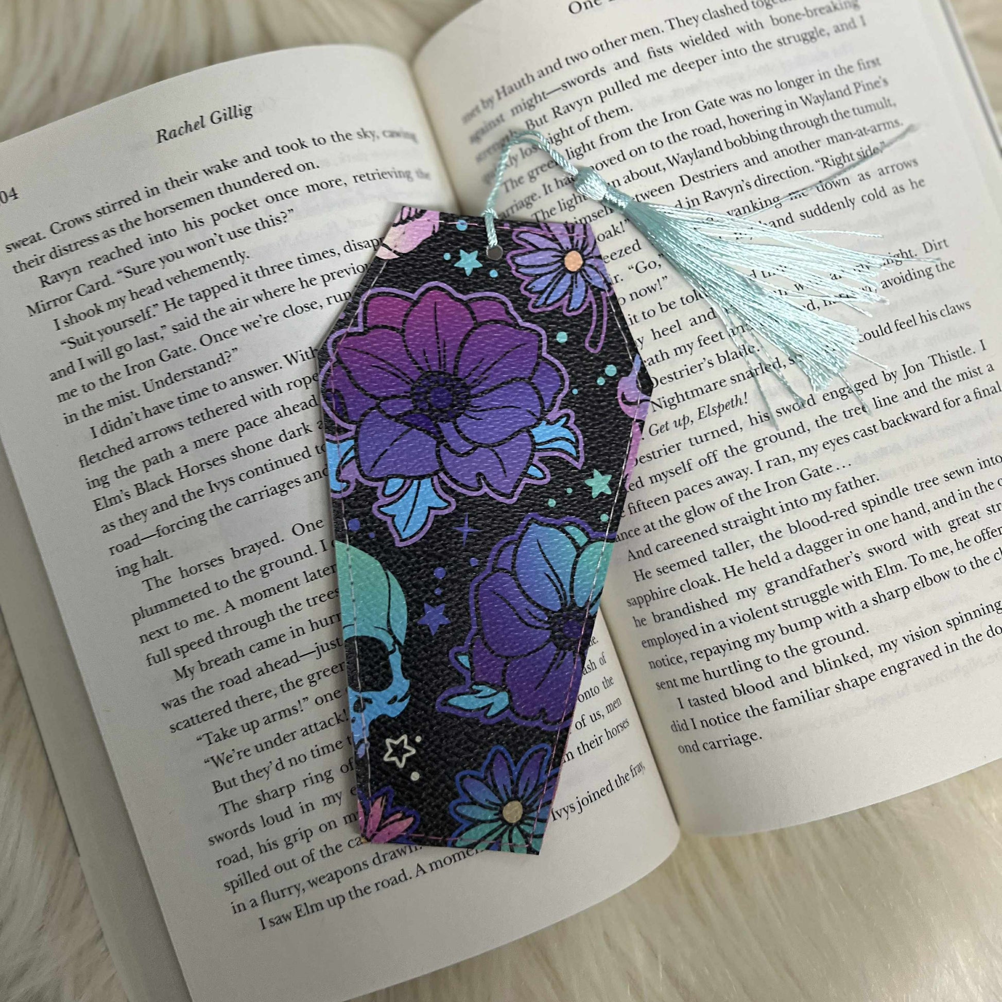 Floral Skull Bookmark - Coffin