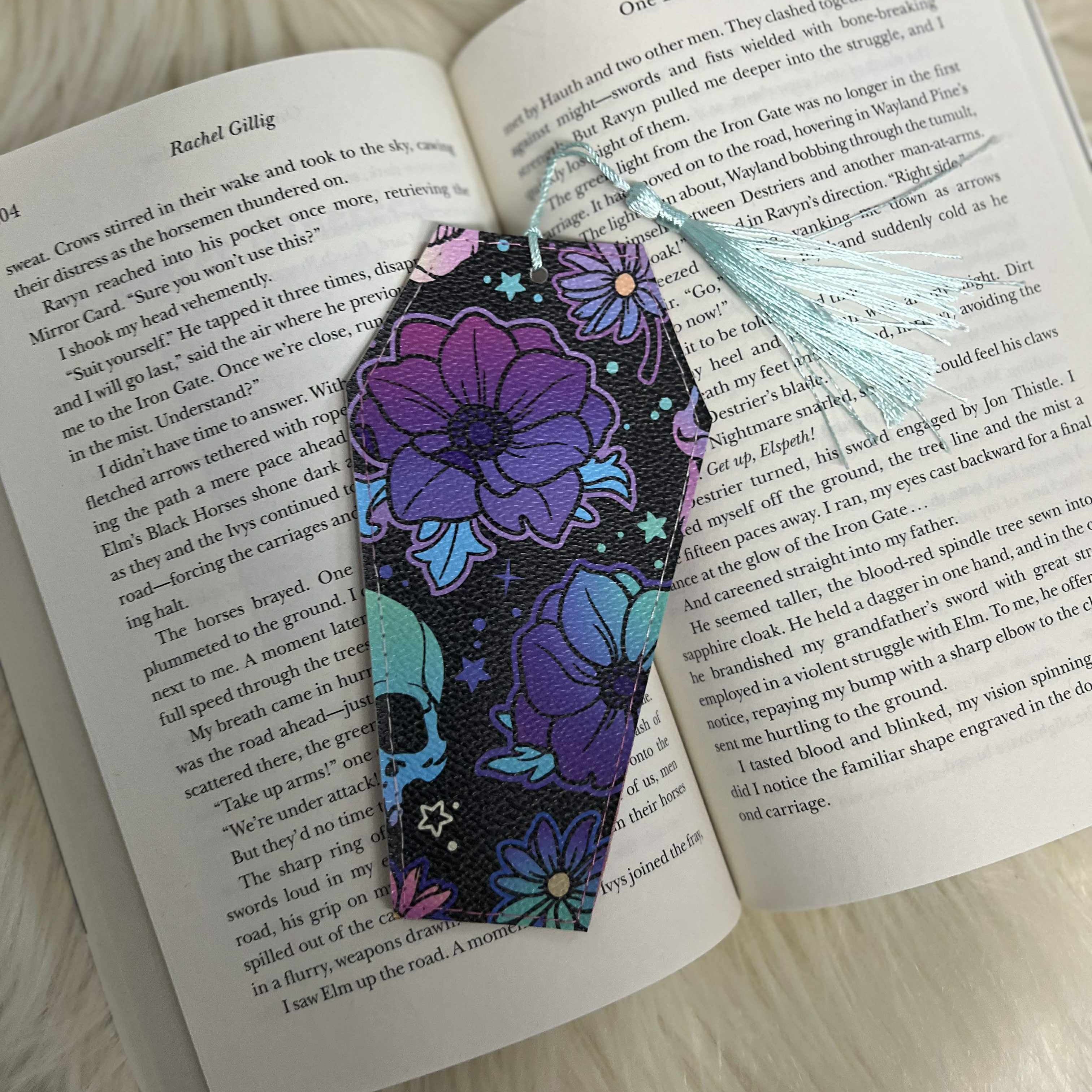 Floral Skull Bookmark - Coffin