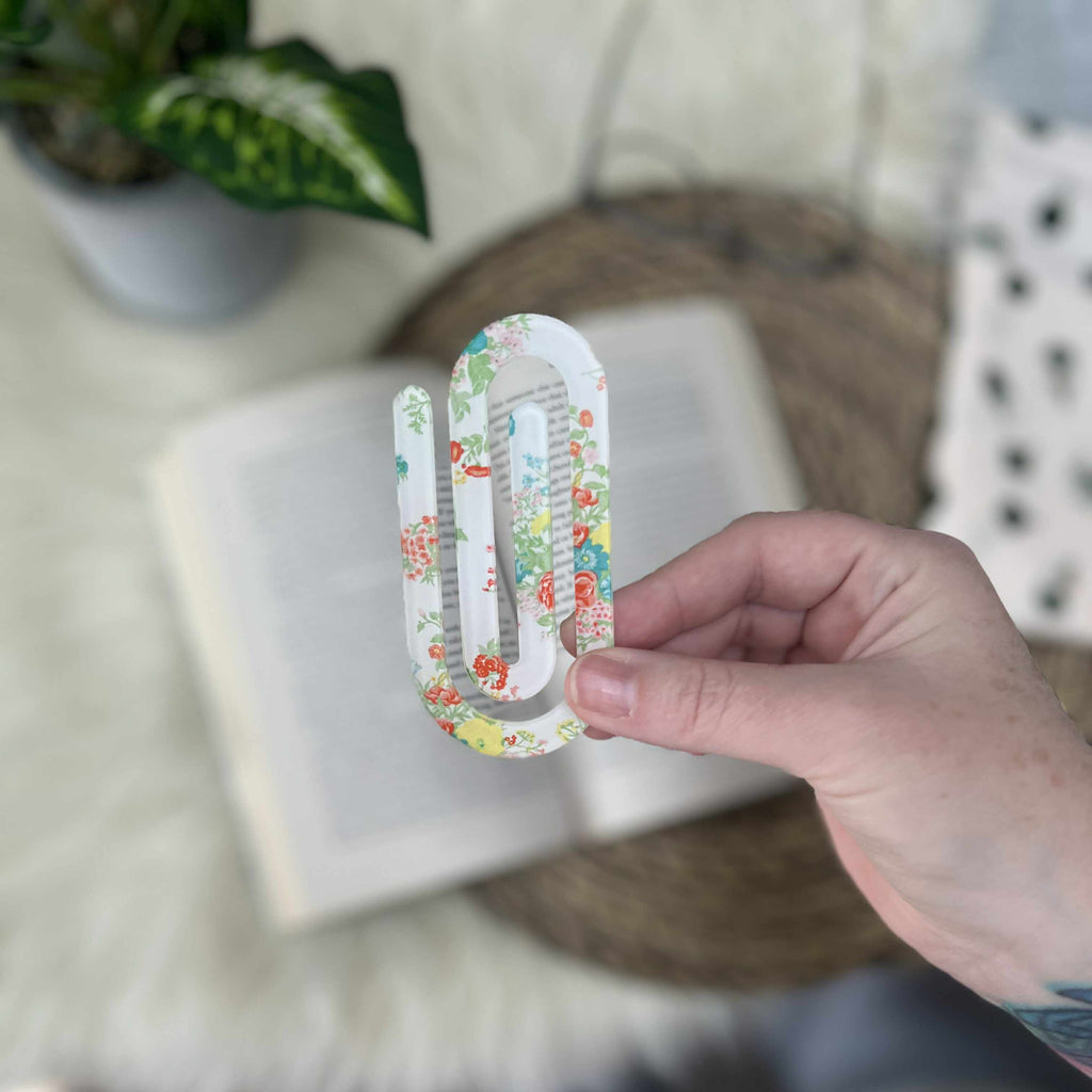 Jumbo Acrylic Paperclips / Bookmarks - Vintage Floral